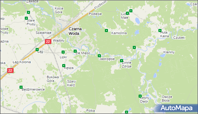 mapa Jastrzębie gmina Osieczna, Jastrzębie gmina Osieczna na mapie Targeo