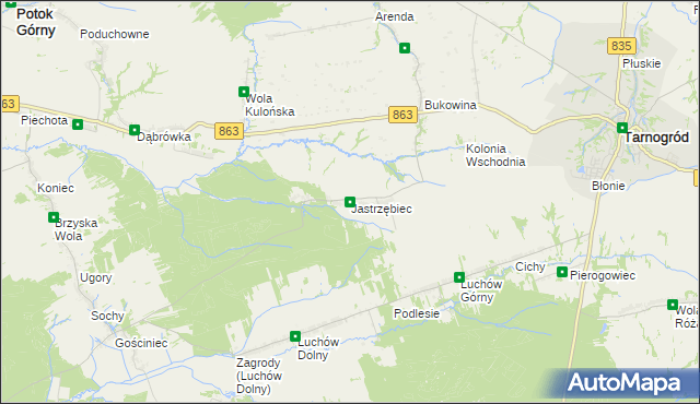 mapa Jastrzębiec gmina Kuryłówka, Jastrzębiec gmina Kuryłówka na mapie Targeo