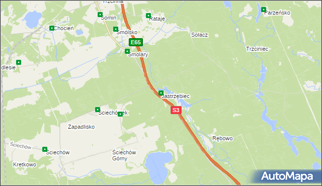 mapa Jastrzębiec gmina Lubiszyn, Jastrzębiec gmina Lubiszyn na mapie Targeo