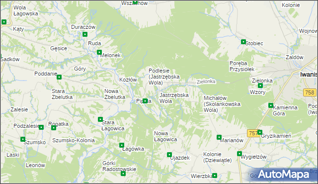 mapa Jastrzębska Wola, Jastrzębska Wola na mapie Targeo