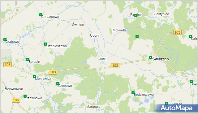 mapa Jatki gmina Świerzno, Jatki gmina Świerzno na mapie Targeo