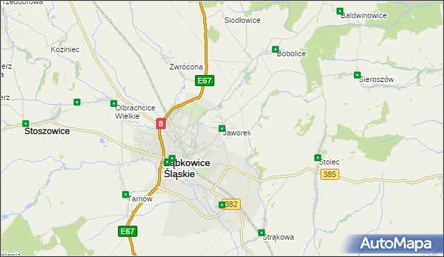 mapa Jaworek gmina Ząbkowice Śląskie, Jaworek gmina Ząbkowice Śląskie na mapie Targeo