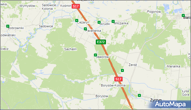 mapa Jaworów gmina Żyrzyn, Jaworów gmina Żyrzyn na mapie Targeo