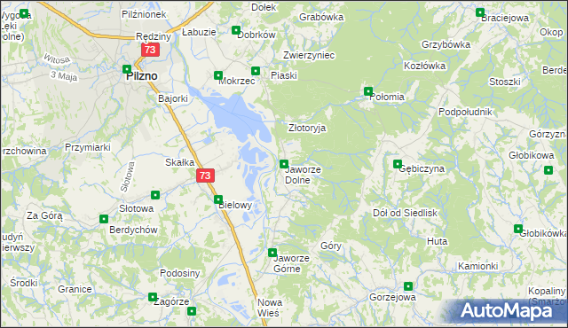 mapa Jaworze Dolne, Jaworze Dolne na mapie Targeo