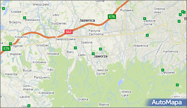 mapa Jaworze powiat bielski, Jaworze powiat bielski na mapie Targeo