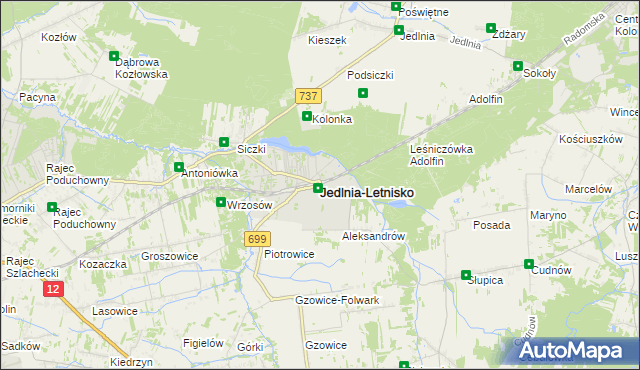 mapa Jedlnia-Letnisko, Jedlnia-Letnisko na mapie Targeo