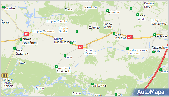 mapa Jedlno Pierwsze, Jedlno Pierwsze na mapie Targeo