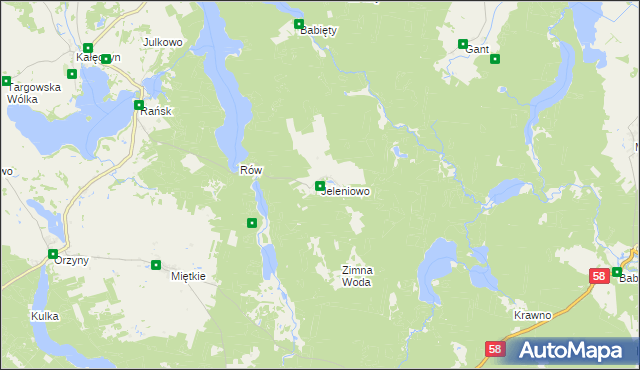 mapa Jeleniowo, Jeleniowo na mapie Targeo