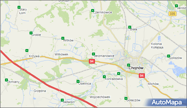 mapa Jerzmanowice gmina Chojnów, Jerzmanowice gmina Chojnów na mapie Targeo