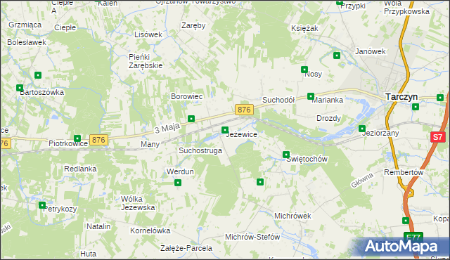 mapa Jeżewice gmina Tarczyn, Jeżewice gmina Tarczyn na mapie Targeo