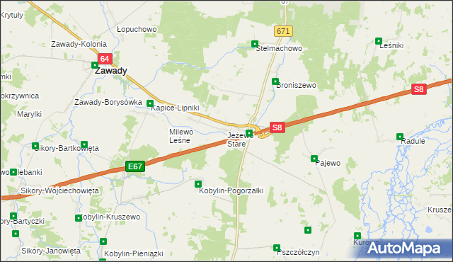 mapa Jeżewo Stare, Jeżewo Stare na mapie Targeo