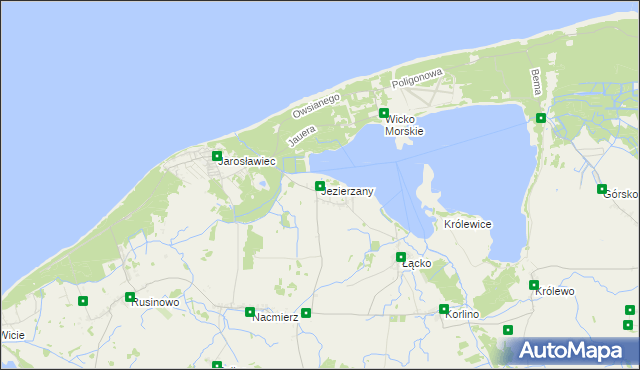 mapa Jezierzany gmina Postomino, Jezierzany gmina Postomino na mapie Targeo