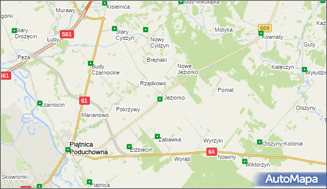 mapa Jeziorko gmina Piątnica, Jeziorko gmina Piątnica na mapie Targeo