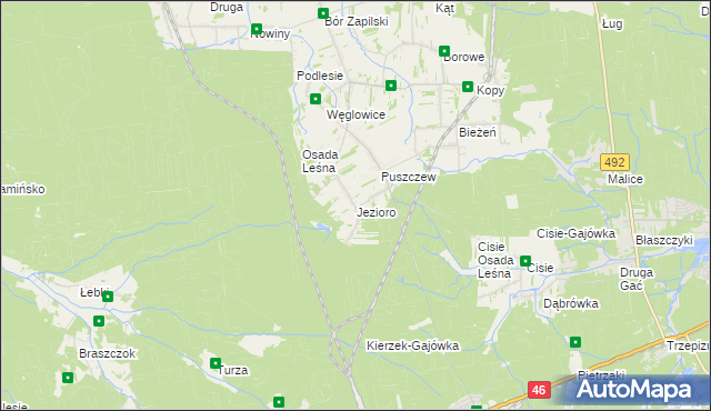 mapa Jezioro gmina Wręczyca Wielka, Jezioro gmina Wręczyca Wielka na mapie Targeo