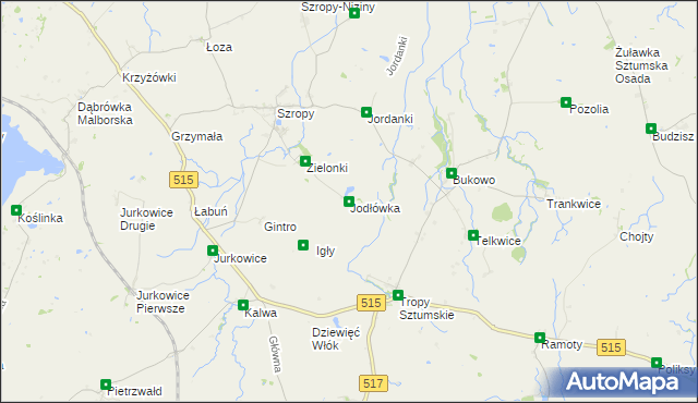 mapa Jodłówka gmina Stary Targ, Jodłówka gmina Stary Targ na mapie Targeo