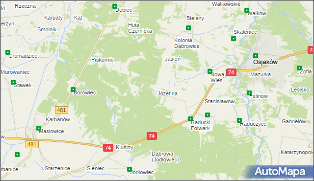 mapa Józefina gmina Osjaków, Józefina gmina Osjaków na mapie Targeo