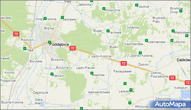 mapa Józefka gmina Poddębice, Józefka gmina Poddębice na mapie Targeo