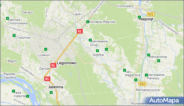 mapa Józefów gmina Nieporęt, Józefów gmina Nieporęt na mapie Targeo