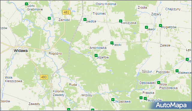 mapa Józefów gmina Widawa, Józefów gmina Widawa na mapie Targeo