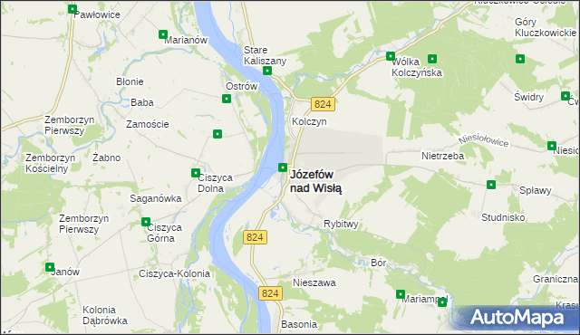 mapa Józefów nad Wisłą, Józefów nad Wisłą na mapie Targeo