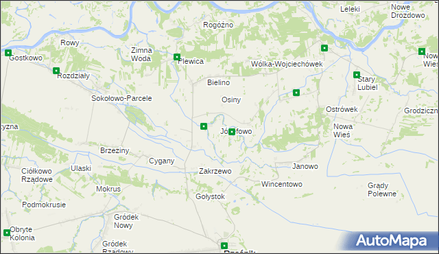 mapa Józefowo gmina Rząśnik, Józefowo gmina Rząśnik na mapie Targeo