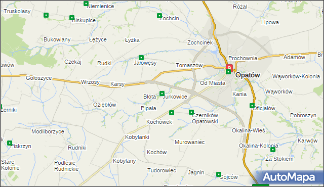 mapa Jurkowice gmina Opatów, Jurkowice gmina Opatów na mapie Targeo