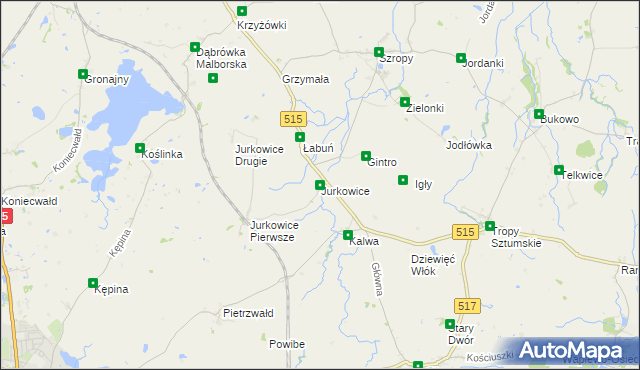 mapa Jurkowice gmina Stary Targ, Jurkowice gmina Stary Targ na mapie Targeo