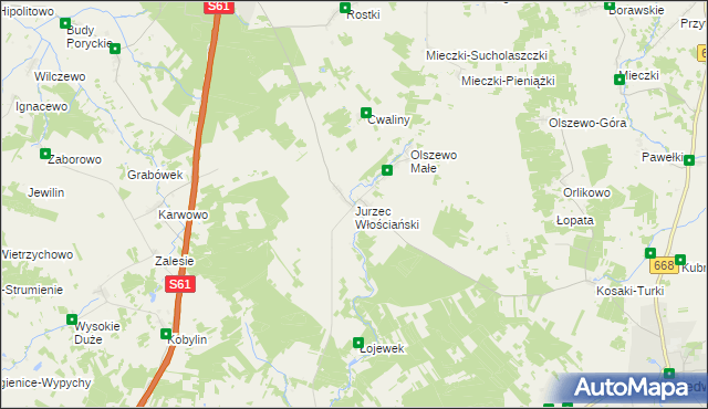 mapa Jurzec Włościański, Jurzec Włościański na mapie Targeo