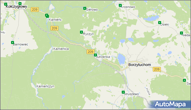 mapa Jutrzenka gmina Borzytuchom, Jutrzenka gmina Borzytuchom na mapie Targeo