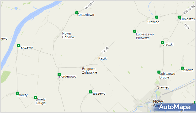 mapa Kącik gmina Nowy Staw, Kącik gmina Nowy Staw na mapie Targeo