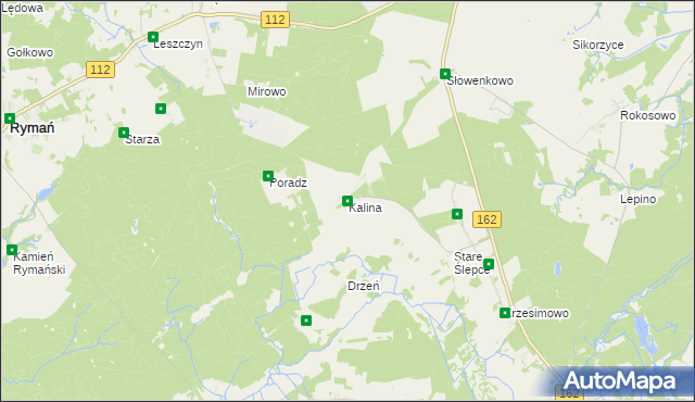 mapa Kalina gmina Sławoborze, Kalina gmina Sławoborze na mapie Targeo