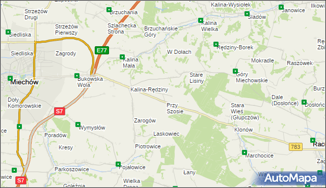 mapa Kalina-Lisiniec, Kalina-Lisiniec na mapie Targeo