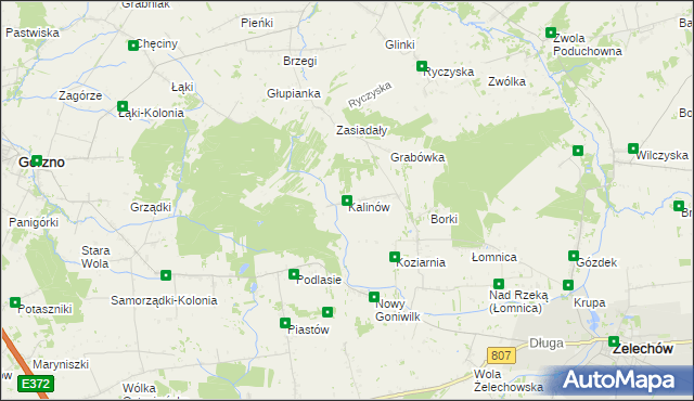 mapa Kalinów gmina Żelechów, Kalinów gmina Żelechów na mapie Targeo