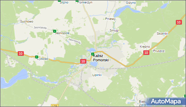 mapa Kalisz Pomorski, Kalisz Pomorski na mapie Targeo