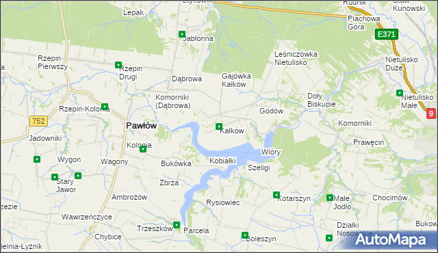 mapa Kałków gmina Pawłów, Kałków gmina Pawłów na mapie Targeo