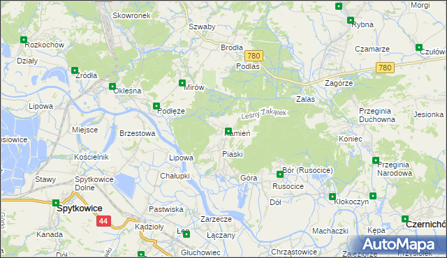 mapa Kamień gmina Czernichów, Kamień gmina Czernichów na mapie Targeo