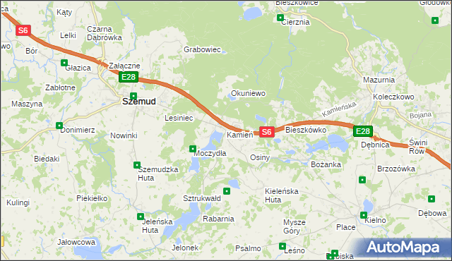 mapa Kamień gmina Szemud, Kamień gmina Szemud na mapie Targeo