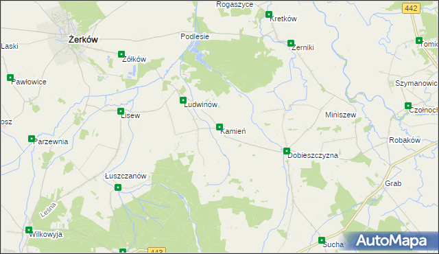 mapa Kamień gmina Żerków, Kamień gmina Żerków na mapie Targeo