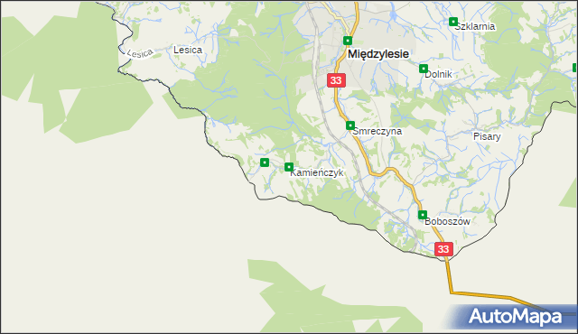 mapa Kamieńczyk gmina Międzylesie, Kamieńczyk gmina Międzylesie na mapie Targeo