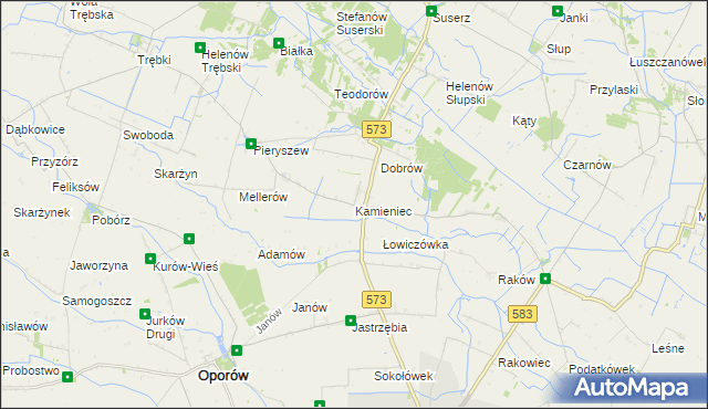 mapa Kamieniec gmina Szczawin Kościelny, Kamieniec gmina Szczawin Kościelny na mapie Targeo