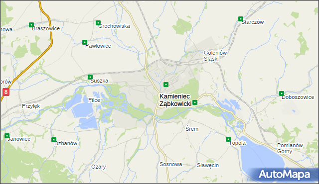 mapa Kamieniec Ząbkowicki, Kamieniec Ząbkowicki na mapie Targeo