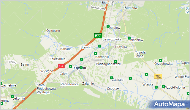 mapa Kamionki gmina Łączna, Kamionki gmina Łączna na mapie Targeo