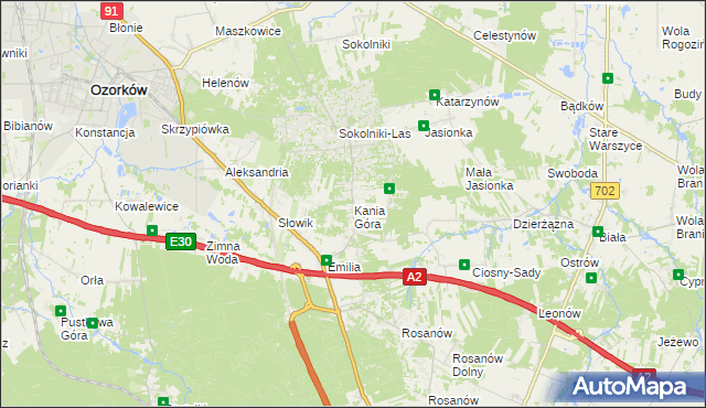 mapa Kania Góra, Kania Góra na mapie Targeo