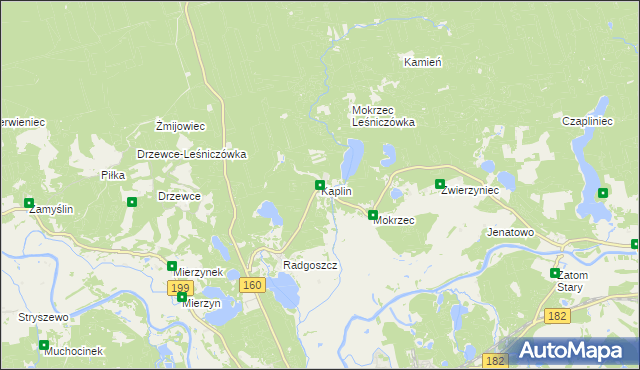 mapa Kaplin gmina Międzychód, Kaplin gmina Międzychód na mapie Targeo