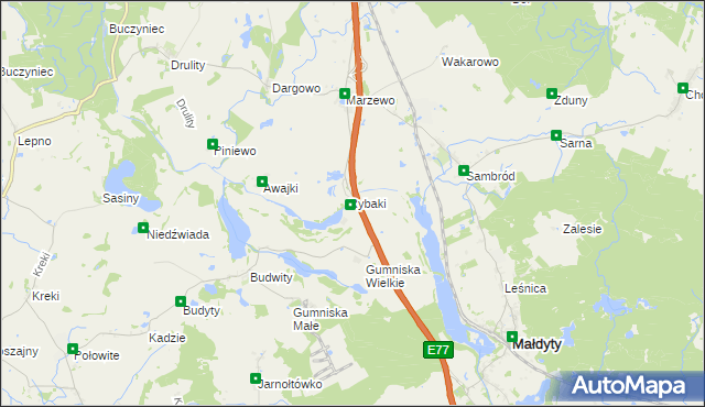 mapa Karczemka gmina Małdyty, Karczemka gmina Małdyty na mapie Targeo