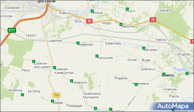 mapa Karczunek gmina Imielno, Karczunek gmina Imielno na mapie Targeo