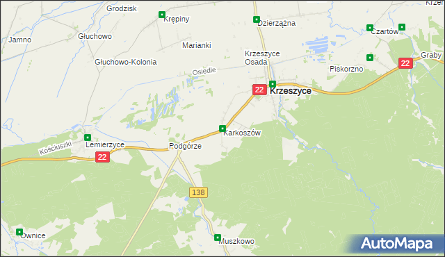 mapa Karkoszów, Karkoszów na mapie Targeo