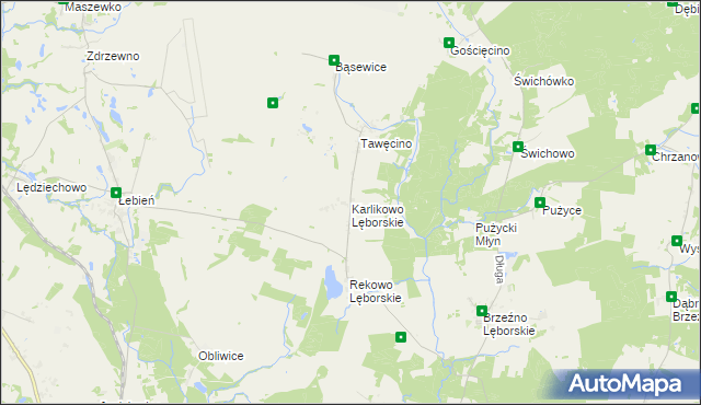 mapa Karlikowo Lęborskie, Karlikowo Lęborskie na mapie Targeo