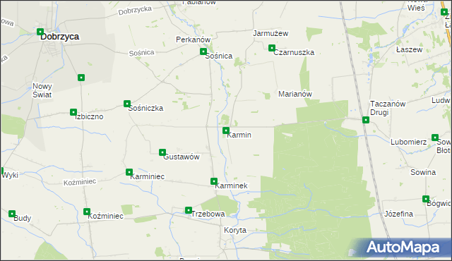mapa Karmin gmina Dobrzyca, Karmin gmina Dobrzyca na mapie Targeo