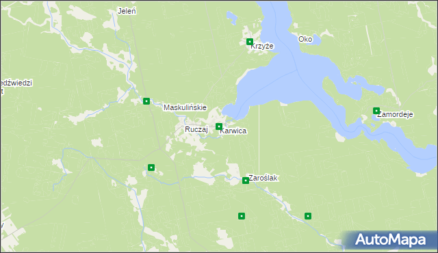 mapa Karwica gmina Ruciane-Nida, Karwica gmina Ruciane-Nida na mapie Targeo